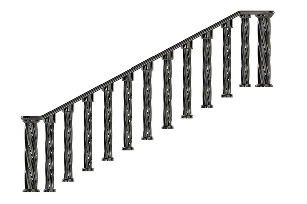 renderowania 3D szyn schody metalowe widok z przodu na tle  - Zdjęcie, obraz