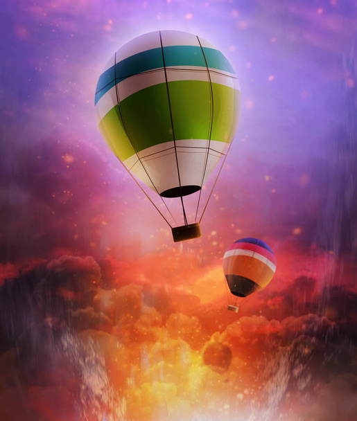 Illustration of balloons in skies. - Foto, Bild