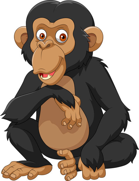 Karikatur Schimpanse isoliert auf weißem Hintergrund - Vektor, Bild