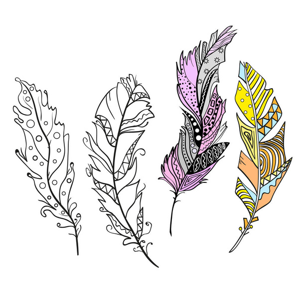 Feathers. Zen art - Vector, Image