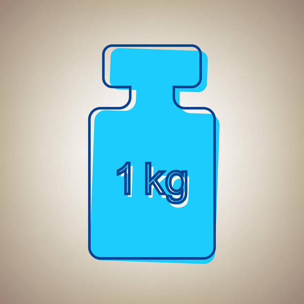 Weight simple sign. Vector. Sky blue icon with defected blue contour on beige background. - Vector, Image