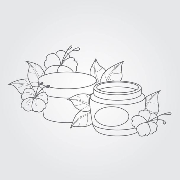 Jars with cream, products for skin care - Vector, imagen