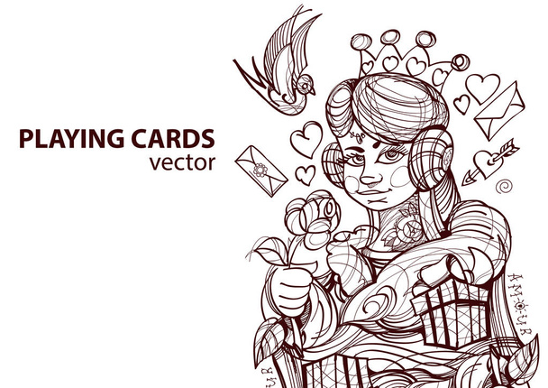 Queen of hearts playing card suit.  - Vektori, kuva