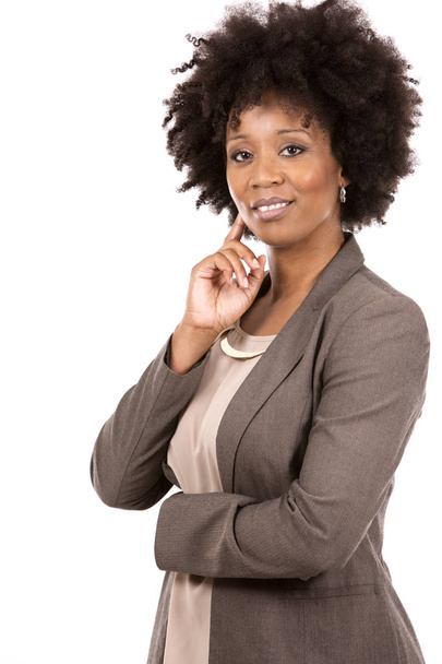 black casual woman on white background - Фото, зображення