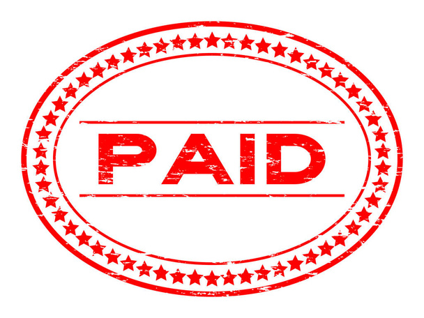 Grunge rojo pagado sello de goma ovalada sobre fondo blanco
 - Vector, imagen
