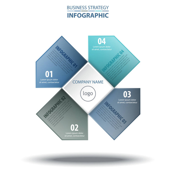 4 Optionen Business-Infografik Strategie-Tags Design-Elemente te - Vektor, Bild