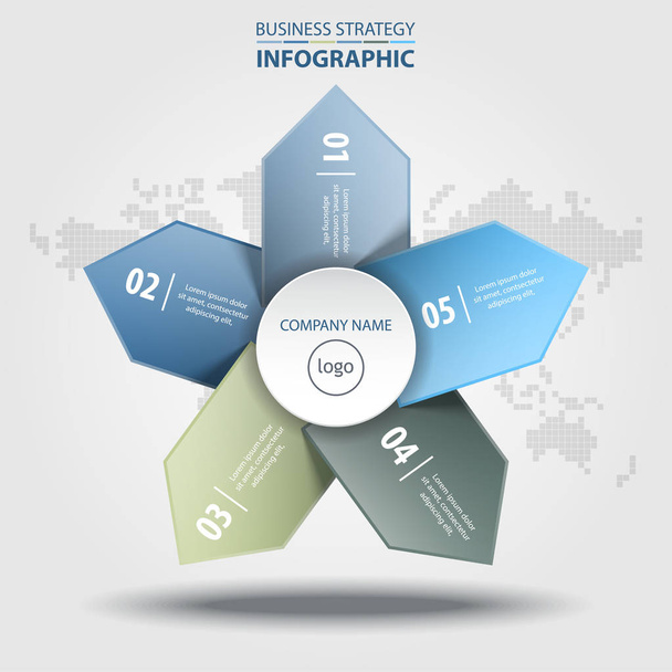 5 options Business Infographics strategy tags design elements te - Vector, Image
