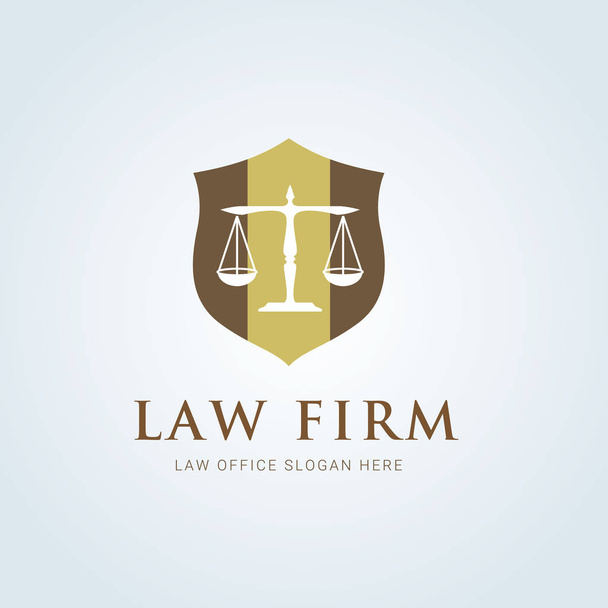 Prawo projektowania wektorowa ikona logo firmy. prawna, prawnik, skali, wektor logo szablon - Wektor, obraz