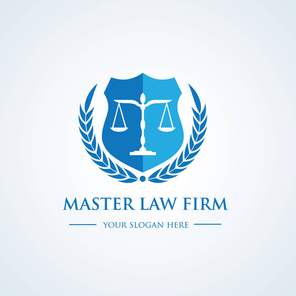 Prawo projektowania wektorowa ikona logo firmy. prawna, prawnik, skali, wektor logo szablon - Wektor, obraz