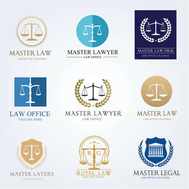 Diseño de vectores de logotipo del bufete de abogados. Conjunto de diseño de logotipo de abogado
 - Vector, imagen