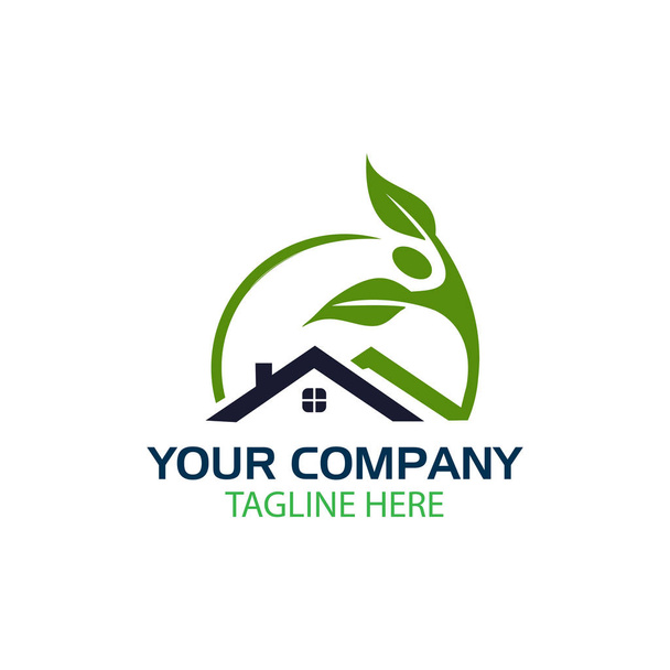 logo home with a plant-style person - Vector, Image