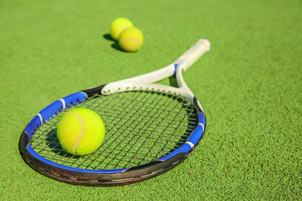 Tennis ball and racket   - Zdjęcie, obraz