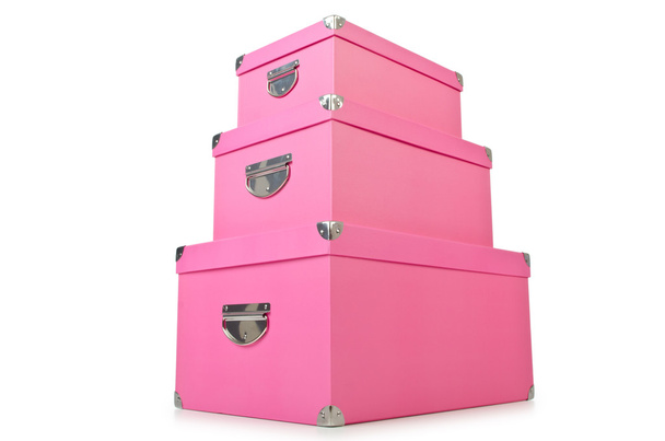 Рожеві подарункові коробки ізольовані на білому
 - Фото, зображення