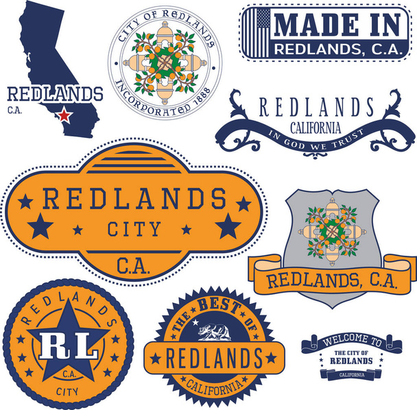 generic stamps and signs of Redlands, CA - Vector, Image