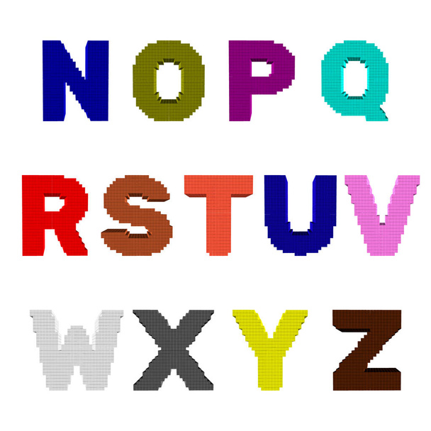 3d pixelated capital letter set.Vector colorful illustration.Fro - Wektor, obraz