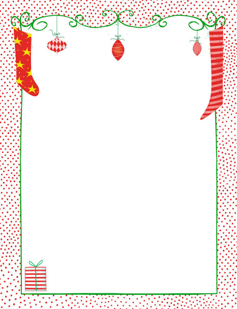 Kerst Frame van grillige ornamenten en kousen - Foto, afbeelding