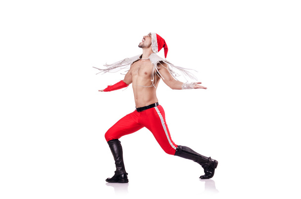 Dancing santa isolated on the white - Photo, image