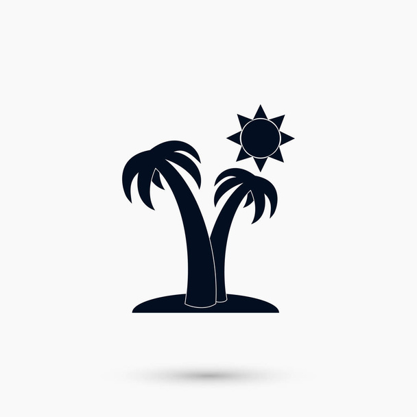 Palm trees and sun icon - Vector, Image