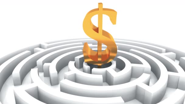 símbolo de dólar 4k no centro do labirinto, labirinto rotativo, fundo de negócios
. - Filmagem, Vídeo