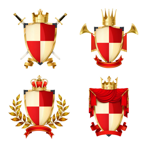Sada heraldických štítů - Vektor, obrázek