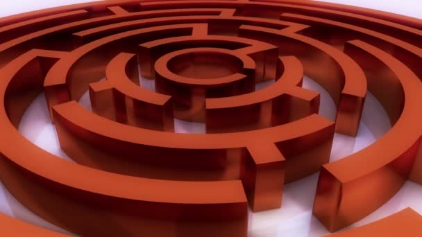 4k roterende rode metalen doolhof, abstracte zaken & tech achtergrond. - Video