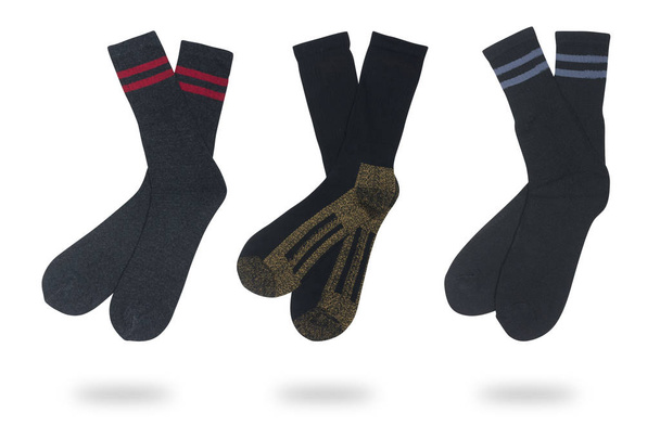 three pairs of socks isolated on white - Photo, Image