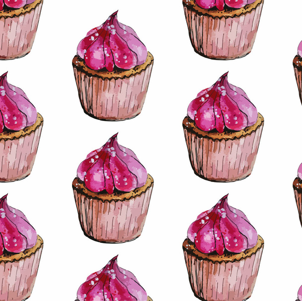 Muffins and cupcakes on a white background - Vector, Image