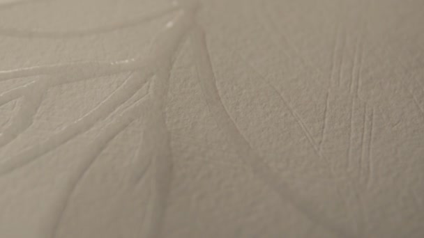 KAZAN, TATARSTAN/RUSSIA - DECEMBER 20 2016: Macro capable artist draws industrial plant logo contour with wet thick brush on white paper on December 20 in Kazan - Video, Çekim