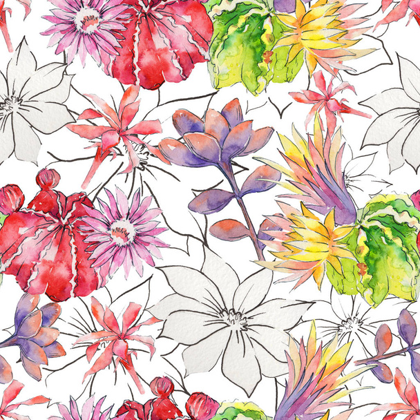 flowers pattern in watercolor style - Photo, Image