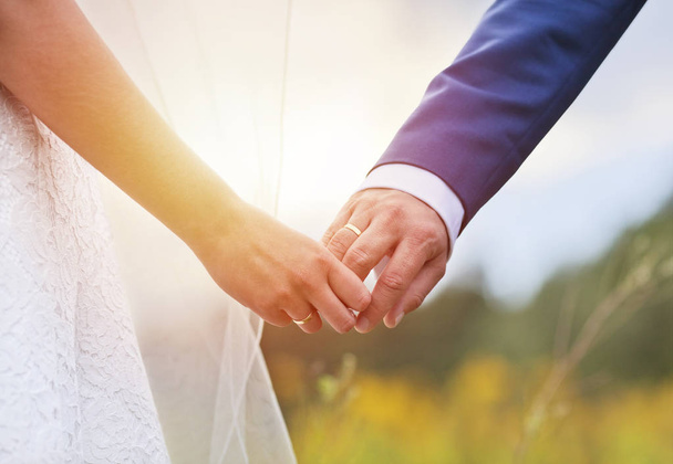 Wedding couple holding hands  - Photo, Image