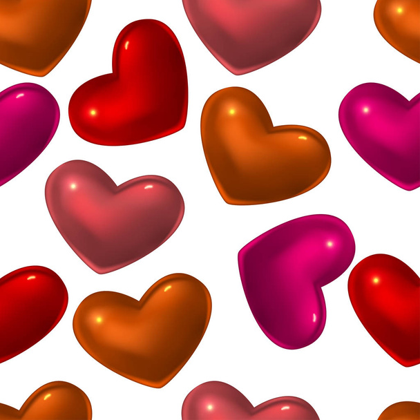 seamless pattern with red glass hearts - Vector, imagen