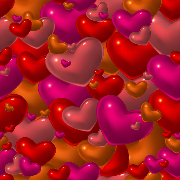 seamless pattern with red glass hearts - Vektör, Görsel