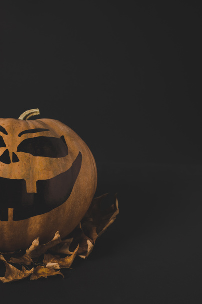 pumpkin for halloween and dried leaves - Φωτογραφία, εικόνα