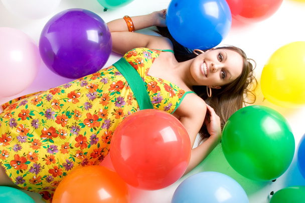 Girl with Balloons - Foto, Imagen