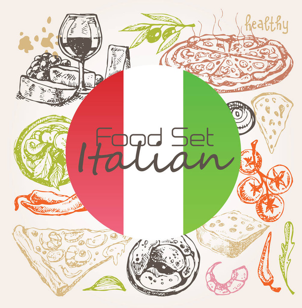 Kézzel rajzolt olasz élelmiszer - Vektor, kép