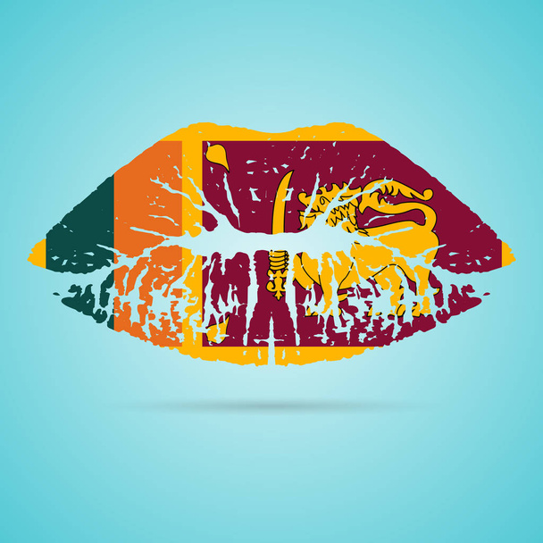 Sri Lanka Flag Lipstick On The Lips Isolated On A White Background. Vector Illustration. - Vector, Imagen