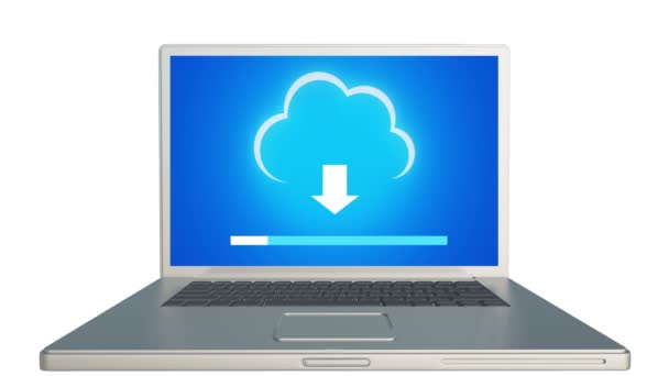 4k, laden Sie die informative Wolke auf den Laptop-Bildschirm, laden Fortschritte. - Filmmaterial, Video