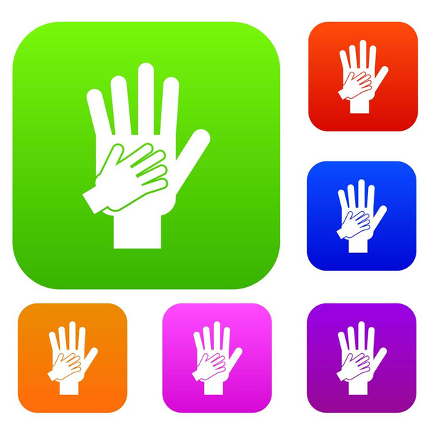 Parent and child hands together set collection - Vector, Image