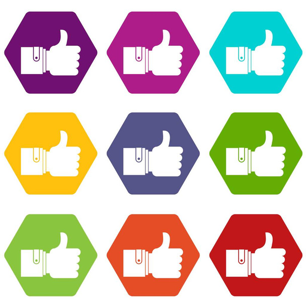 Like icon set color hexahedron - Vector, Image