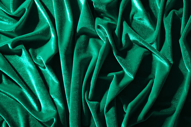 Циано-зеленый бархатный текстиль для фона или текстуры
 - Фото, изображение