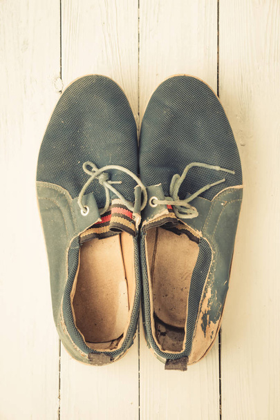 Blue old men shoes  - Φωτογραφία, εικόνα