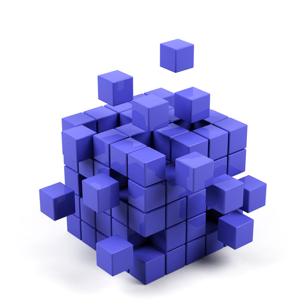 abstracte 3d illustratie van kubus samenstellen uit blokken - Foto, afbeelding