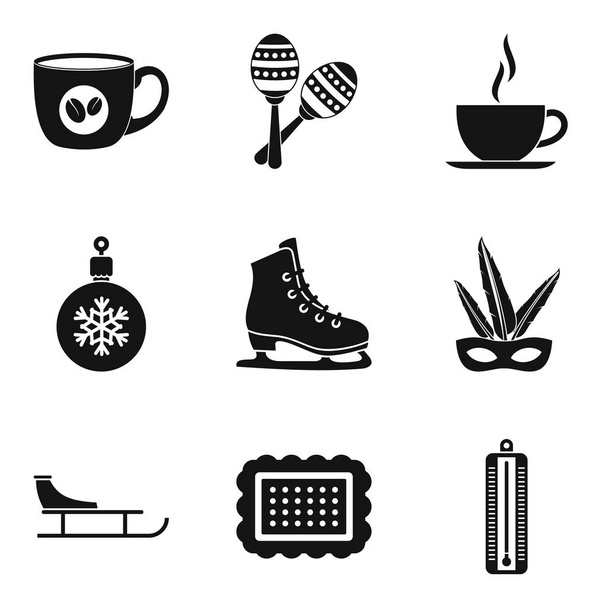 Coffee time icon set, simple style - Vektor, kép