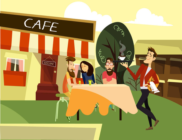 Pouliční kavárna koncept vektorové ilustrace - Vektor, obrázek