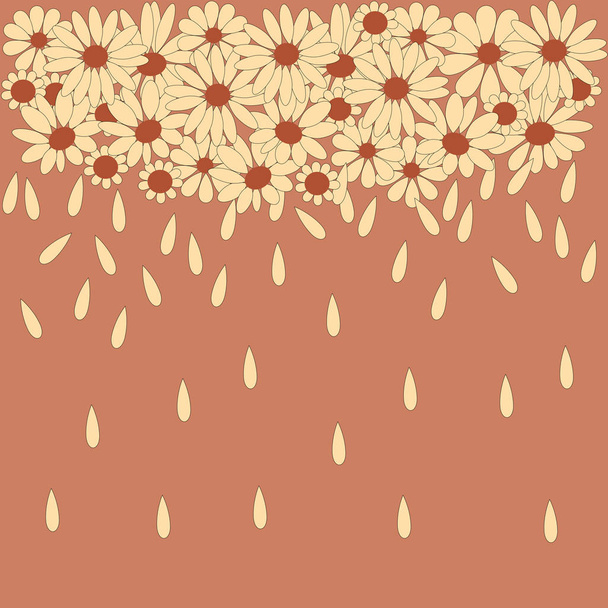 Stylish background from camomile with falling petals - Вектор, зображення