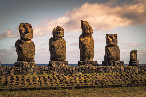 Ahu Tahai, Easter Island - July 12 2017: Sacred Moai altar of Ahu Tahai - Photo, Image