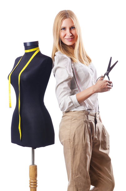 Woman tailor working on dress - Foto, Imagen