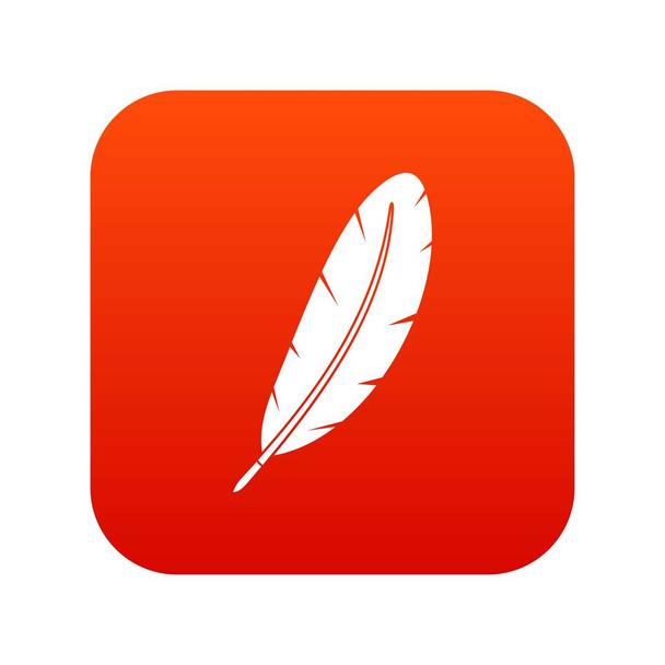 Feather pen icon digital red - Vector, Image