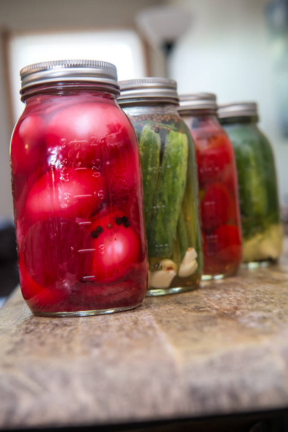 Pickled Eggs Peppers Cucumbers - Photo, Image