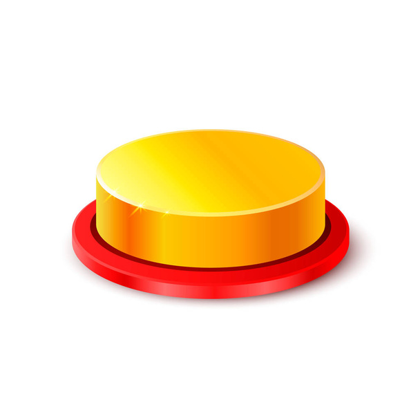 Button gold 3d object on the white background. - Vetor, Imagem